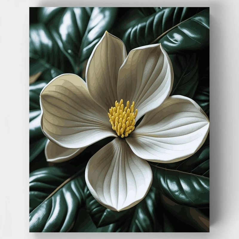 Elegant White Magnolia Blossom - Paint by Numbers Kit