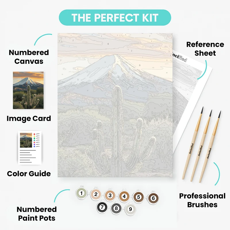 Desert Saguaro Cactus Sunset - Paint by Numbers Kit
