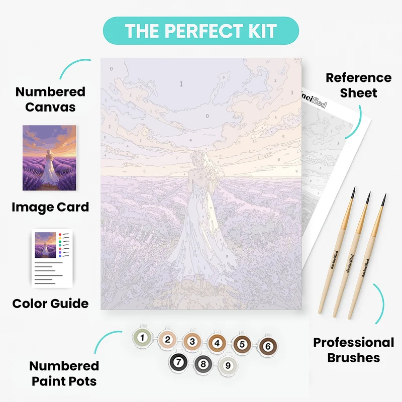 Sunset Serenity in Lavender Fields - Paint by Numbers Kit