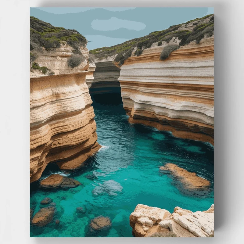 Turquoise Waters Through Limestone Cliffs - Paint by Numbers Kit