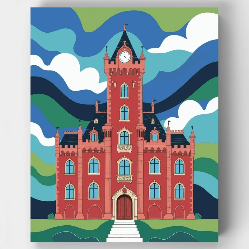 Gothic Clock Tower Castle - Paint by Numbers Kit