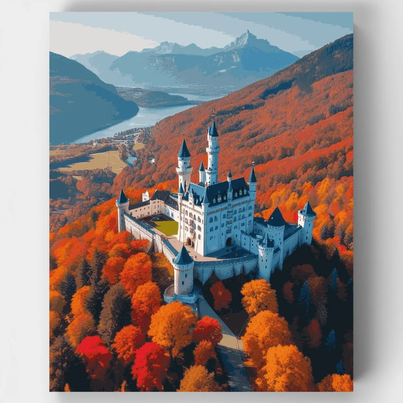 Neuschwanstein Castle in Autumn - Paint by Numbers Kit