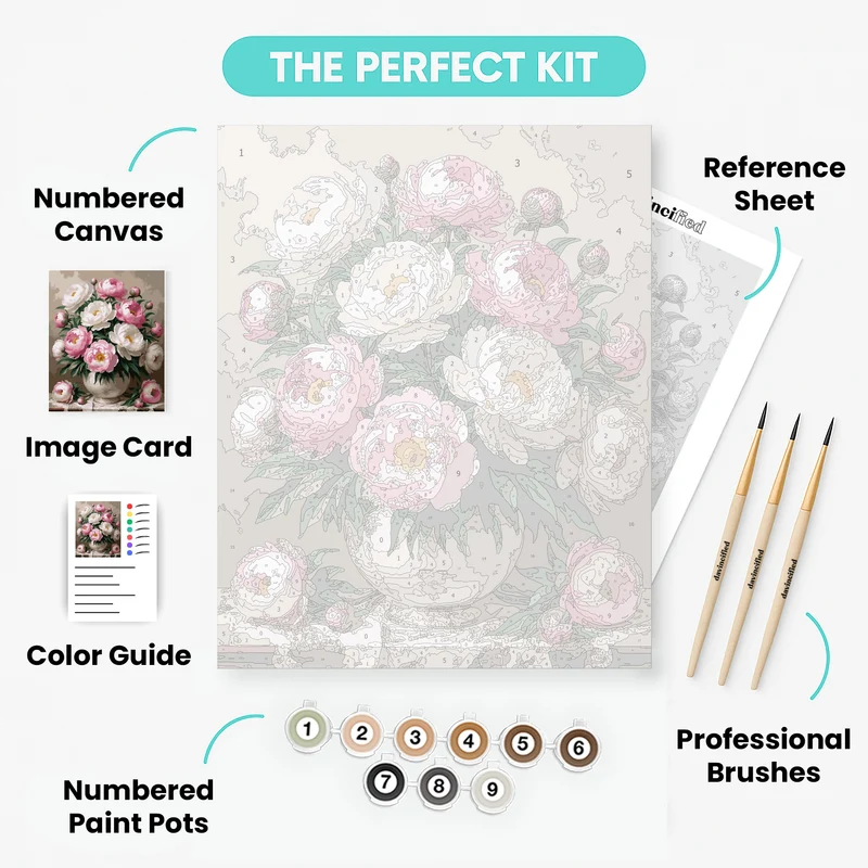 Elegant Peonies in Vintage Vase - Paint by Numbers Kit