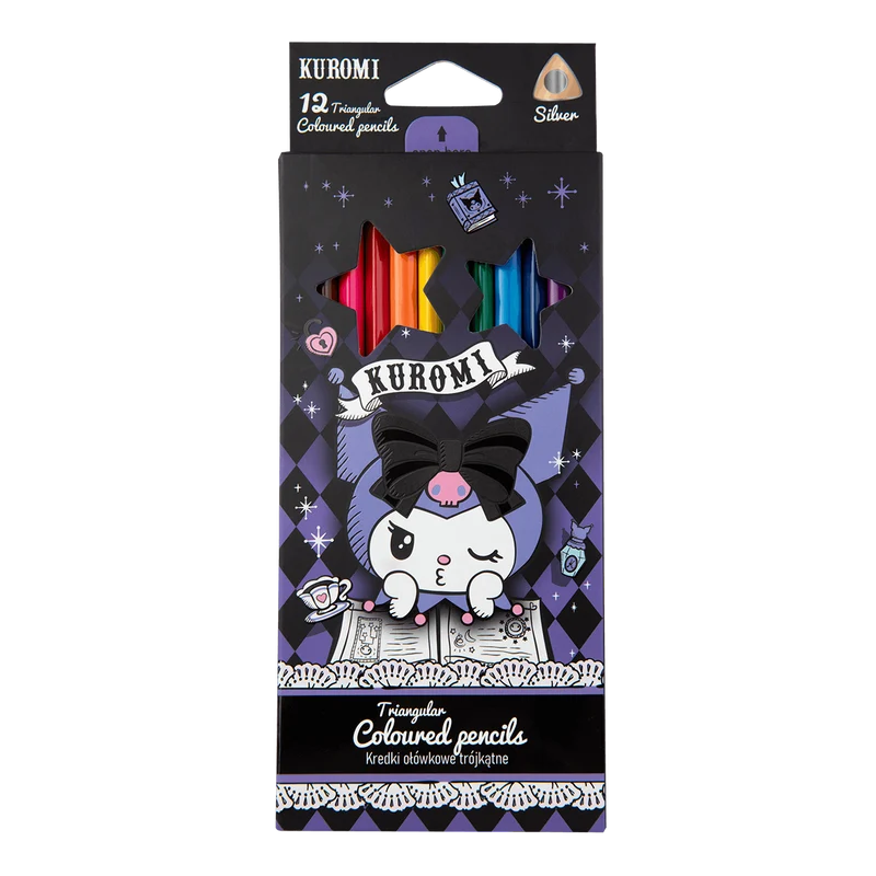 Τριγωνικές ξυλομπογιές Colorino Kuromi, 12 χρώματα