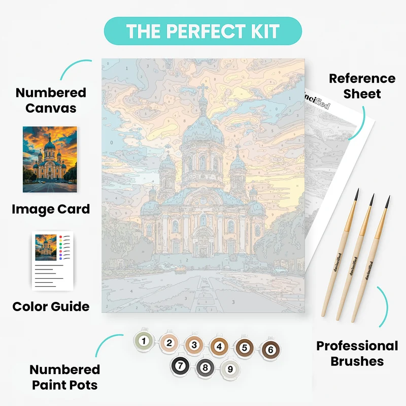 Orthodox Cathedral at Sunset - Paint by Numbers Kit