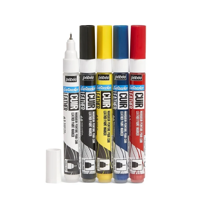 Pebeo - 5x Setacolor Fluorescent Leather Markers- Primary Colours