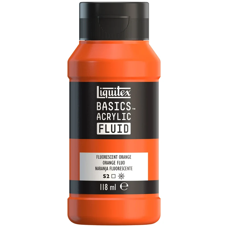 Liquitex Basics Fluid Acrylic 118ml - Fluorescent Orange S2