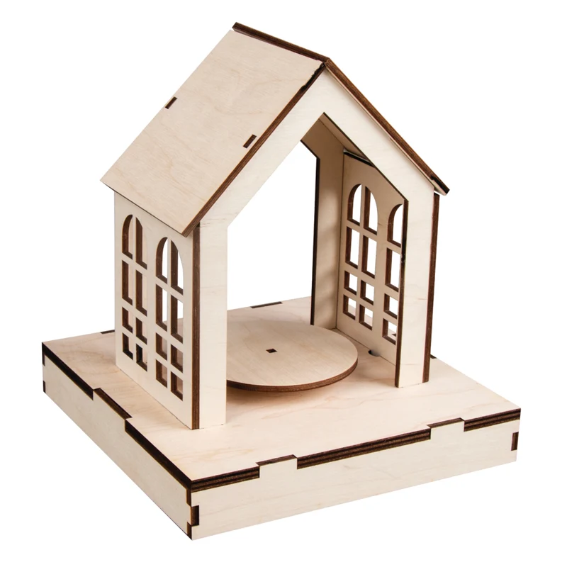 Haus mit Drehteller 3D Holz-Bausatz