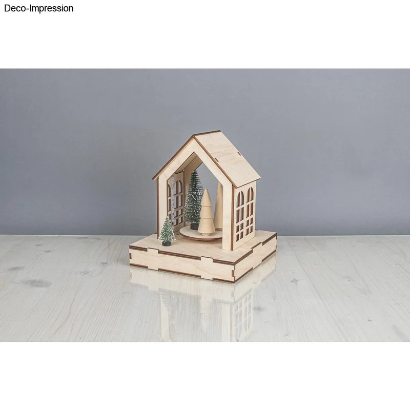 Haus mit Drehteller 3D Holz-Bausatz