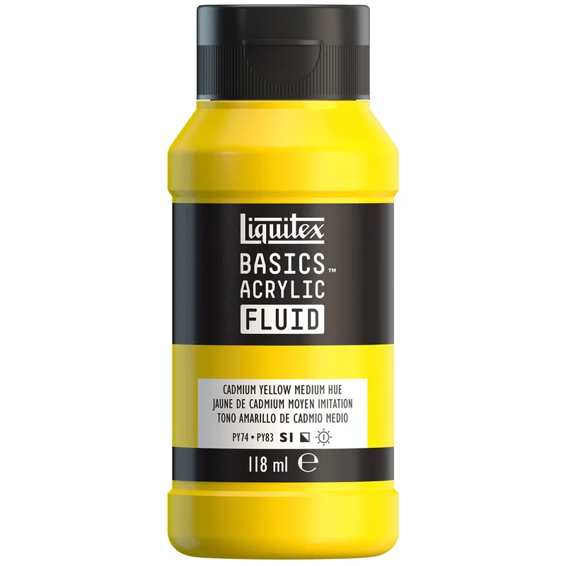 Liquitex Basics Fluid Acrylic 118ml - Cadmium Yellow Medium Hue S1