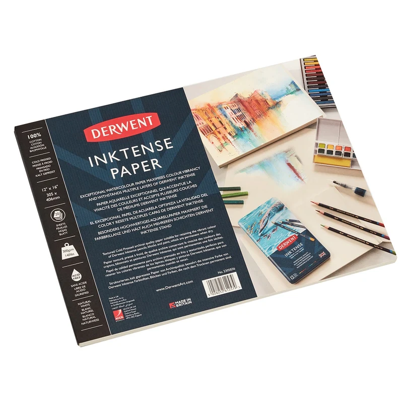Derwent - Inktense Paper Pad - 300gsm-140lb 12x16" - Watercolour