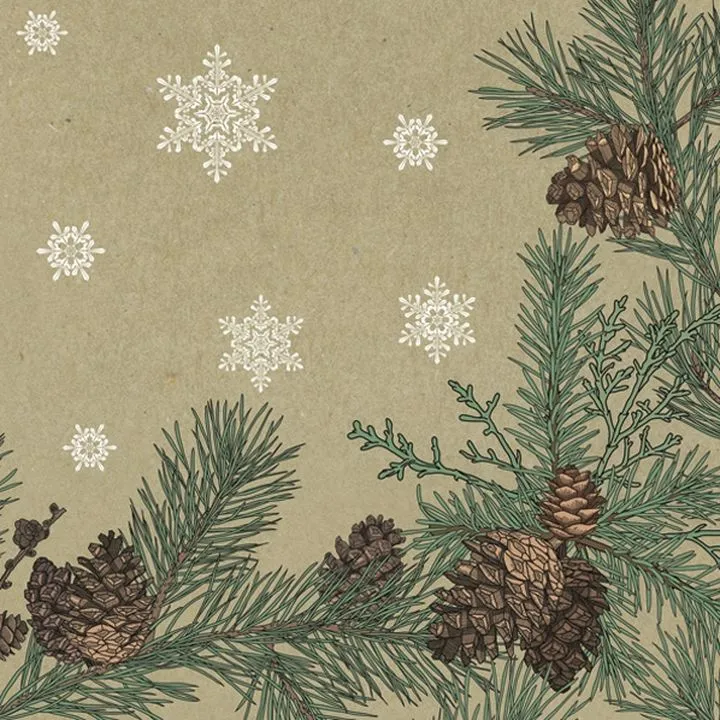 Decoupage Napkins Graphic Pines and Twigs Frame on Kraft - 1 pc