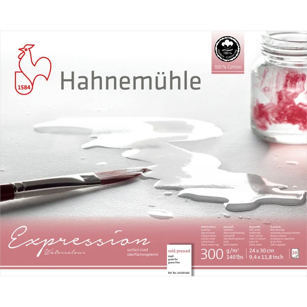 Hahnemuhle - Expression Watercolour Paper Pad 300gsm Cold Pressed CP 24x30cm