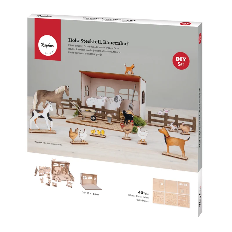 Holz-Steck- Kulisseteile Bauernhof oder Waldtiere