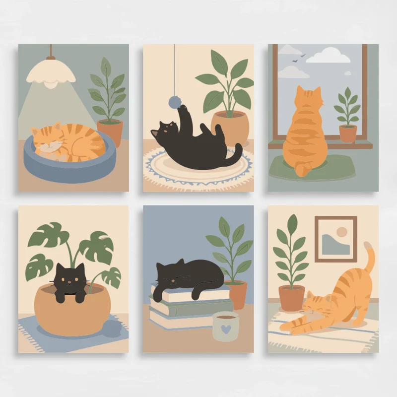Cozy Cats at Home - Mini Paint by Numbers Set