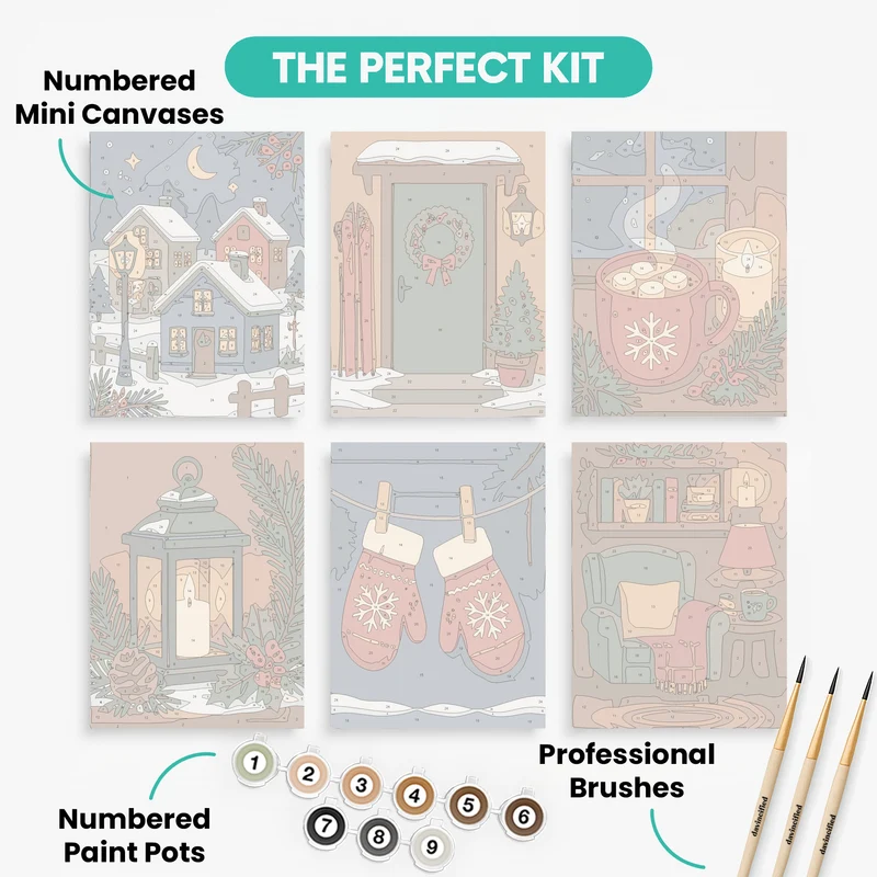 Cozy Winter Village - Mini Paint by Numbers Set