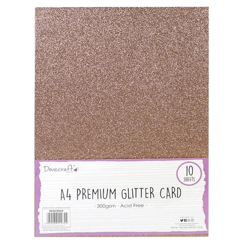 Dovecraft - A4 Glitter Card - Dark Rose 10 Sheets
