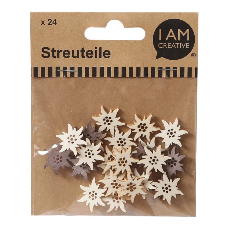 I AM Creative Streuteile Edelweiss, 24 Stück, ca. 2,1 cm, braun