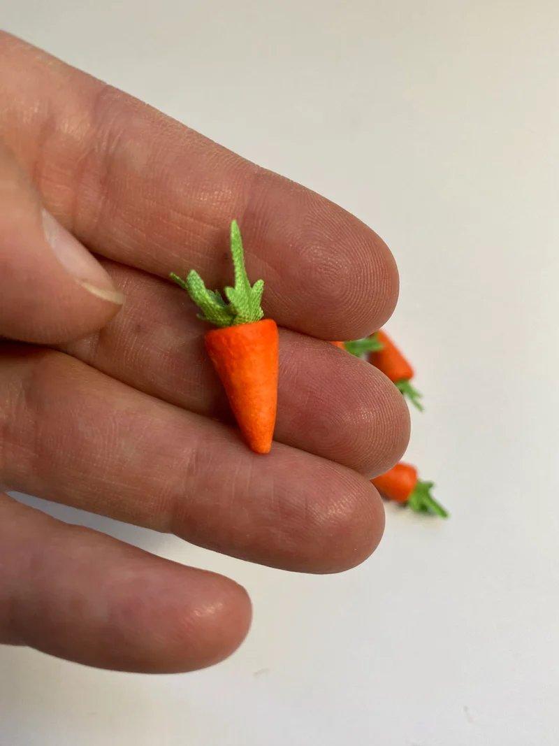 Miniatur-Möhren aus Watte – Wichtel Zubehör & Deko