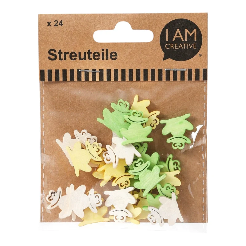 I AM Creative Streuteile Frosch grün, 24 Stück, ca. 2 cm, bunt