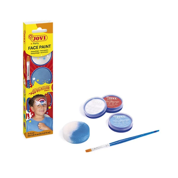 Adventure Face Paint Set with Accessories, 3 x 8 ml