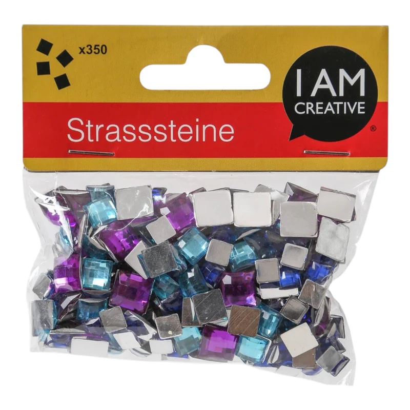 I AM Creative Strasssteine eckig selbstklebend 6–10 mm, 350 Stück, Blau