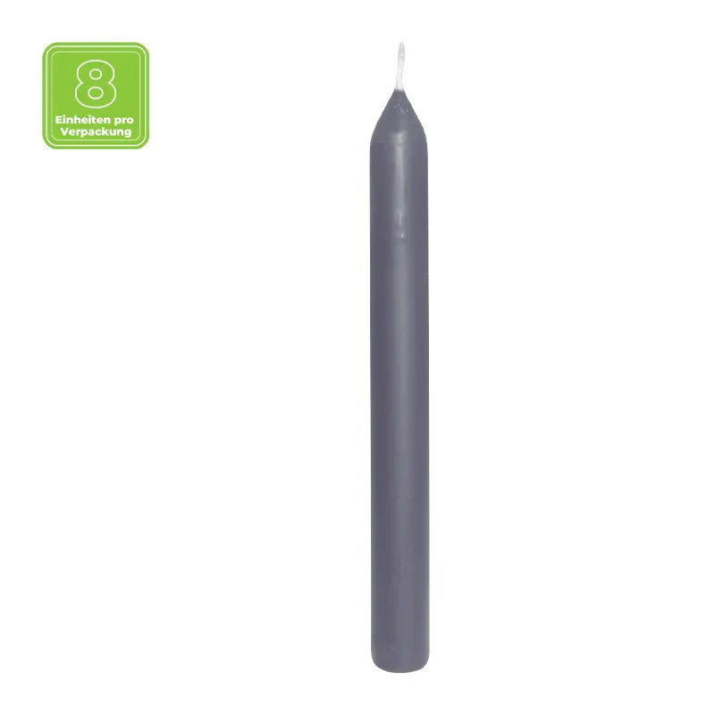 Stabkerzen, Stürmisches Grau, BOLSIUS Essentials, 20/230 mm, Brenndauer ca. 8h, 8 Stück pro Verpackung, Torpedokerzen, Dinnerkerzen