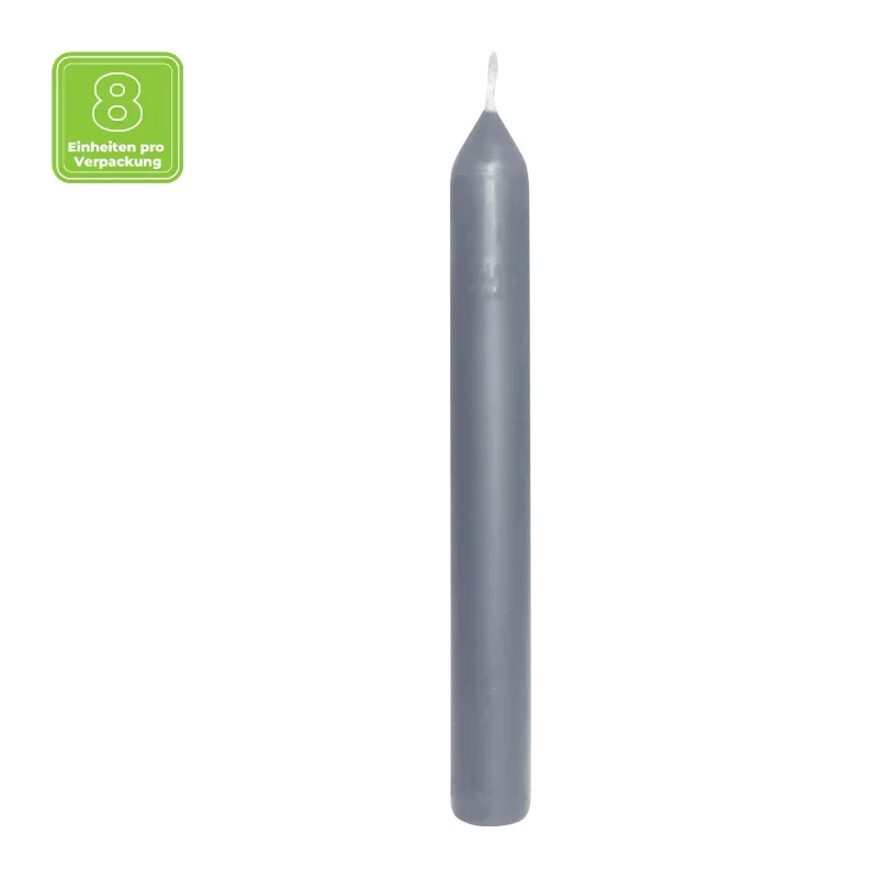 Stabkerzen, Stürmisches Grau, BOLSIUS Essentials, 20/170 mm, Brenndauer ca. 5h, 8 Stück pro Verpackung, Torpedokerzen, Dinnerkerzen