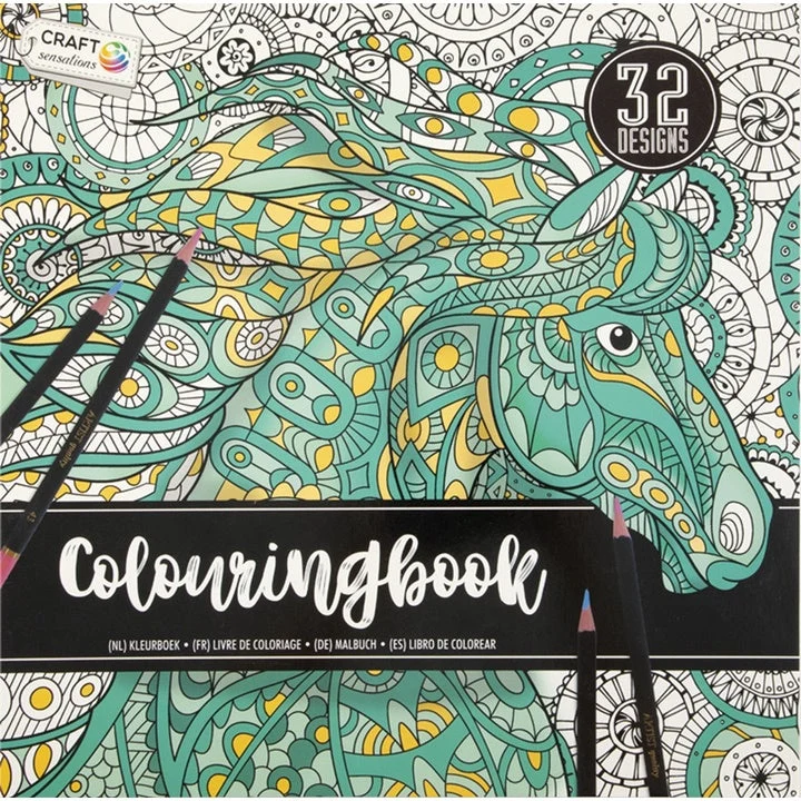 Antistress Coloring Book Green Horse, 32 Pages