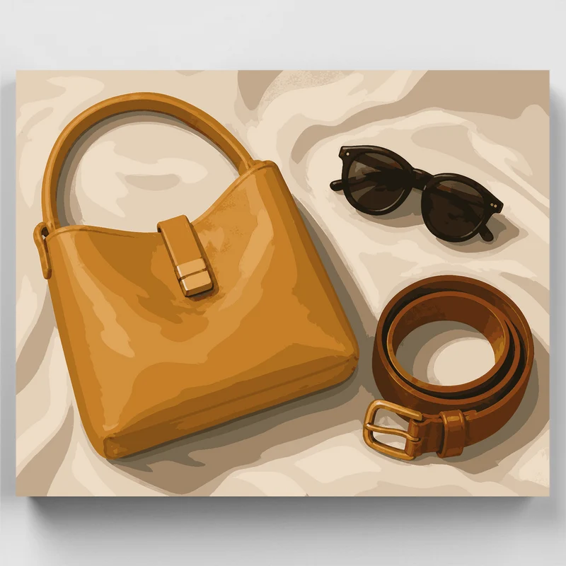 Ochre Handbag Flat-Lay - Paint by Numbers Kit