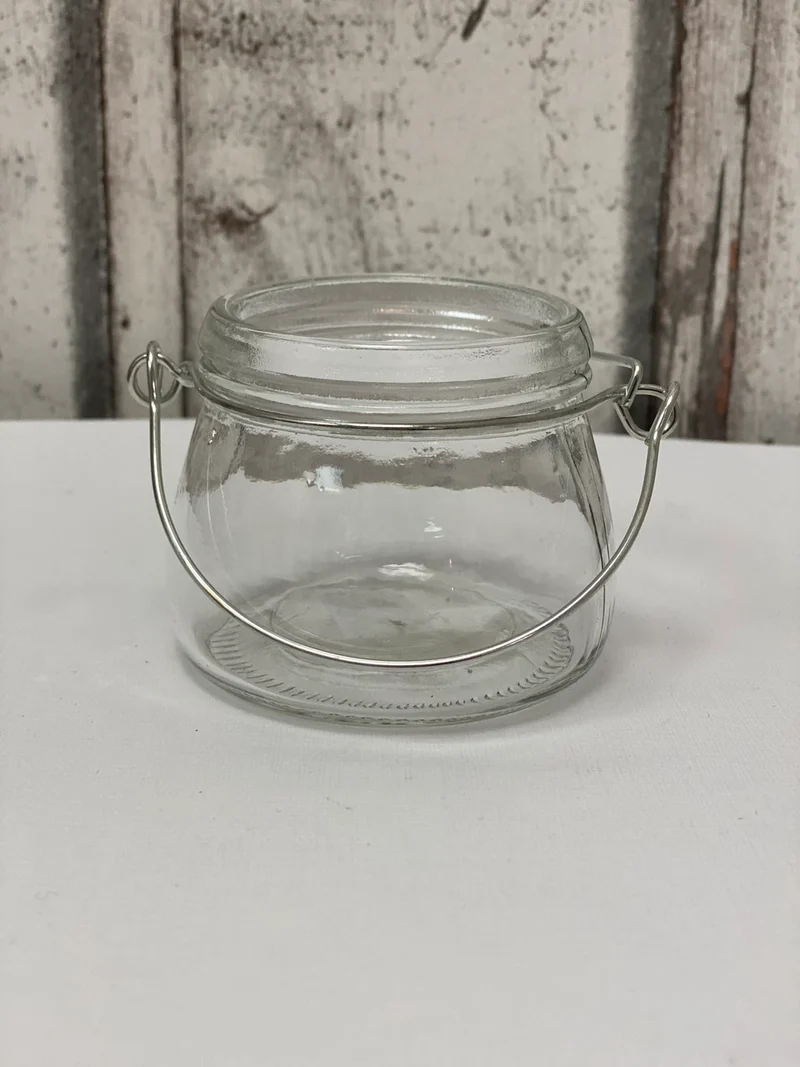 Kerzenglas mit Henkel – kleines Windlicht aus Glas
