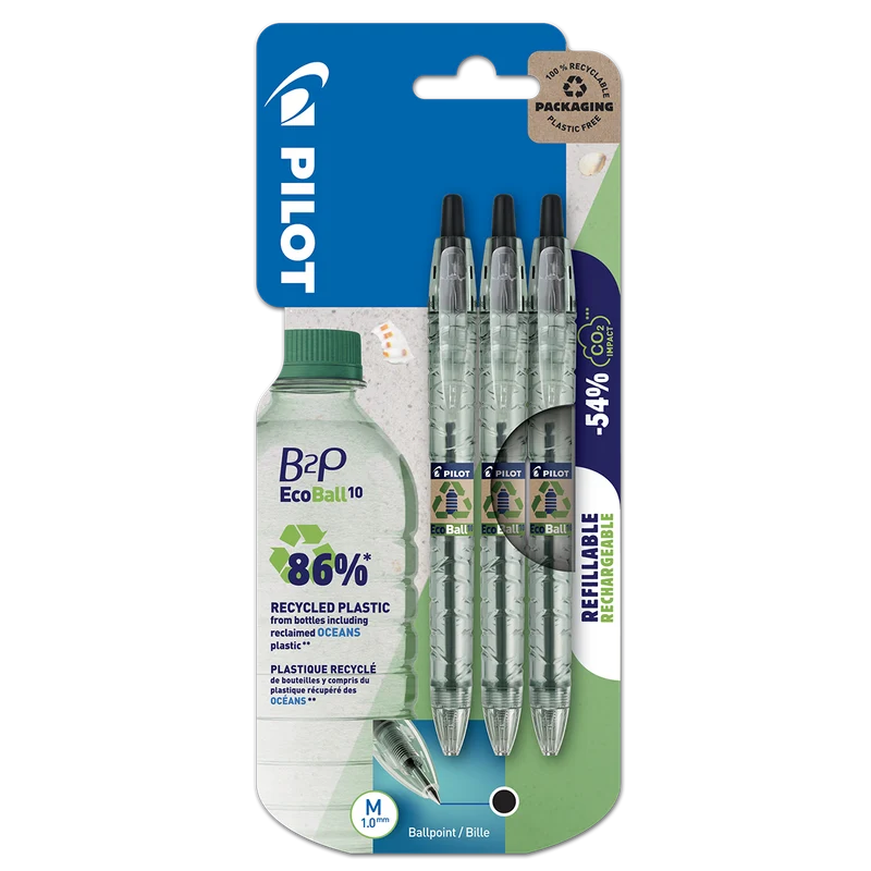 Pilot - B2P EcoBall Ballpoint Pen 3x Black