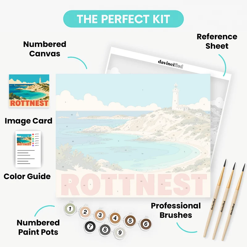 Rottnest Lighthouse Cove - Paint by Numbers Kit