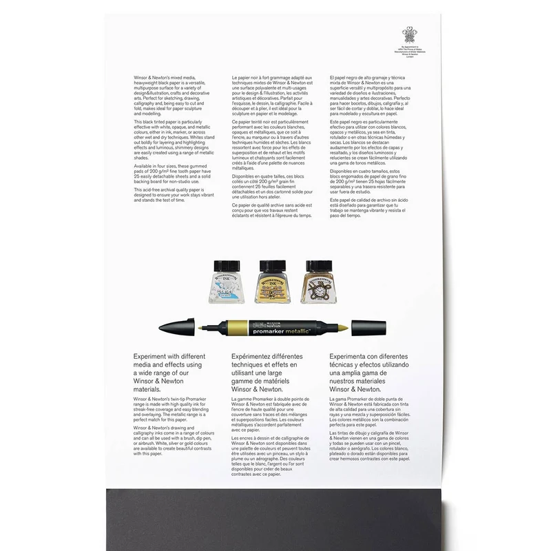 Winsor & Newton - Mixed Media Pad Black Paper- 200gsm - A3