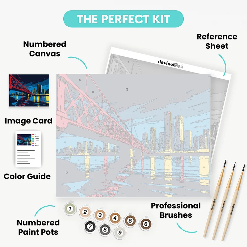 City Bridge Night Skyline - Paint by Numbers Kit