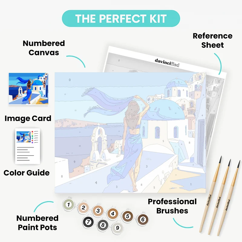 Greek Island Santorini Woman - Paint by Numbers Kit
