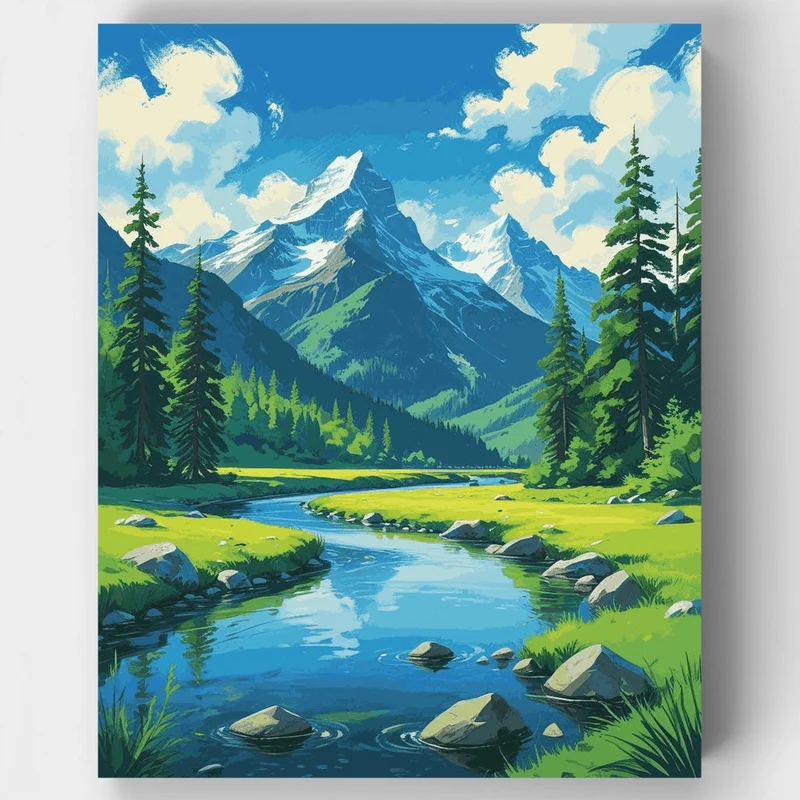 Mountain River Wilderness - Paint by Numbers Kit