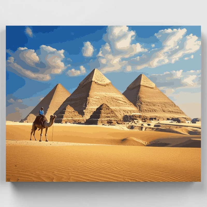 Egyptian Pyramids Desert Scene - Paint by Numbers Kit