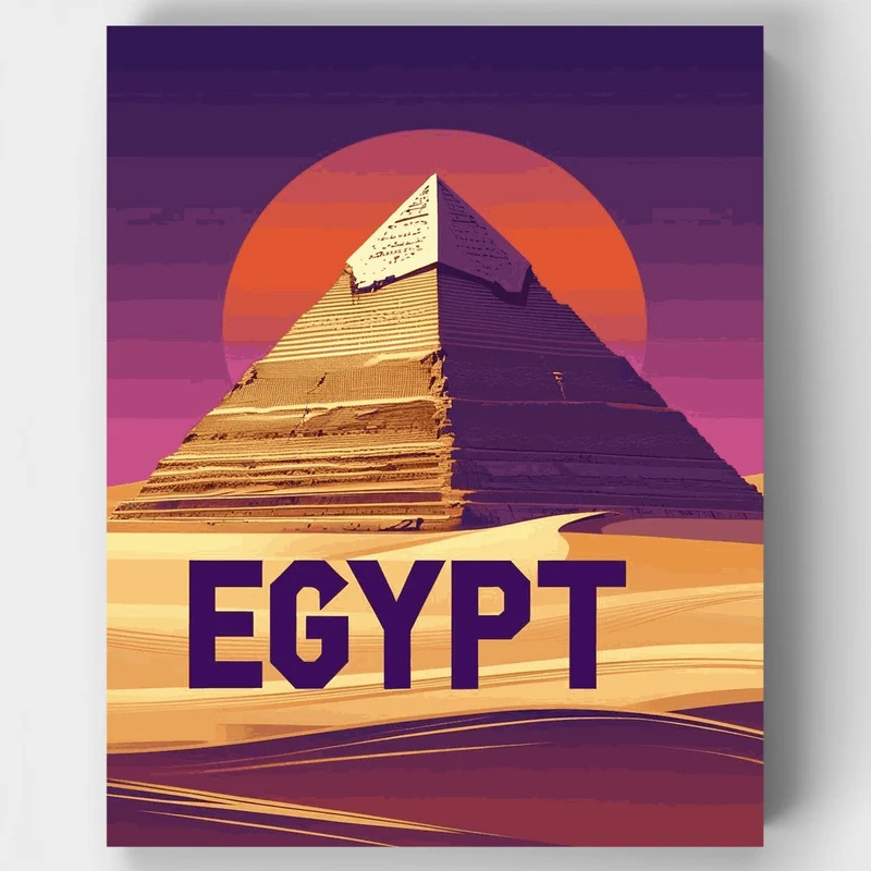 Ancient Egyptian Pyramid Sunset - Paint by Numbers Kit