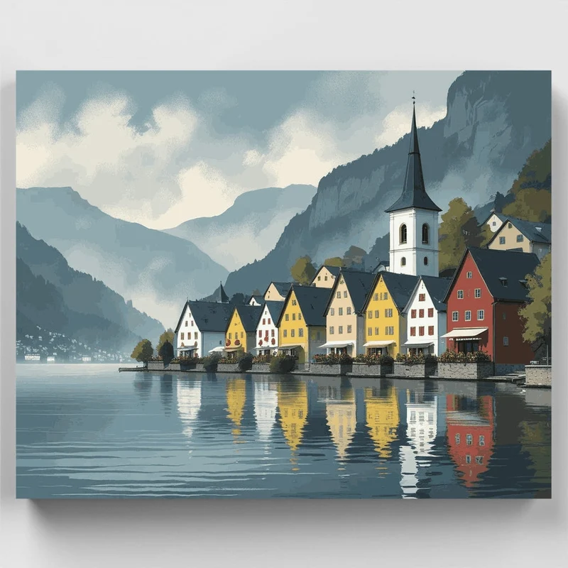 Hallstatt Lakeside Village - Paint by Numbers Kit