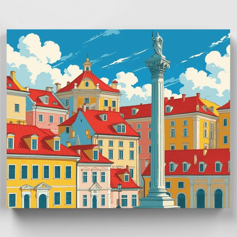 European Town Square - Paint by Numbers Kit