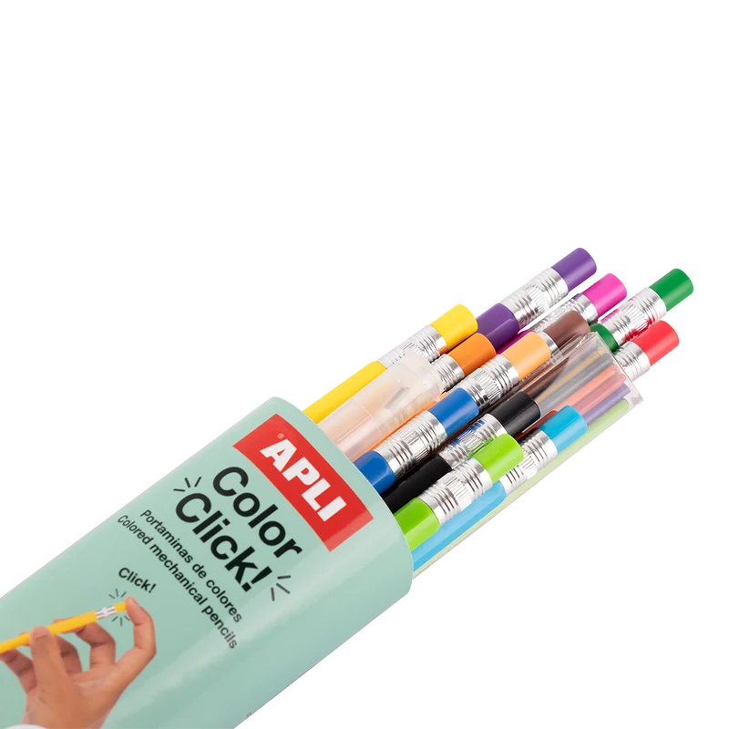 Mehaničke drvene bojice APLI Color Click, 12 kom s rezervnim minama i šiljilom