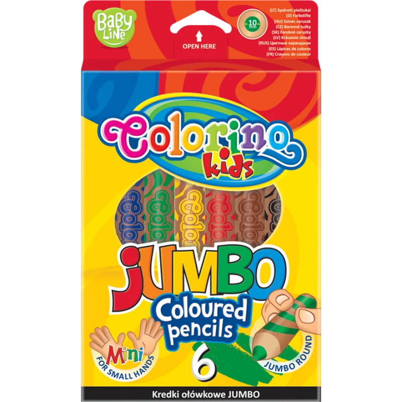 Colorino JUMBO Buntstifte rund mit Anspitzer – 6 Farben