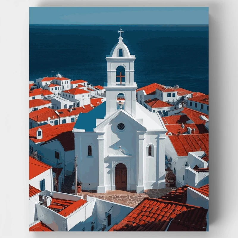 Greek Island Church - Paint by Numbers Kit