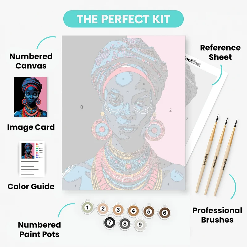 African Tribal Beauty Portrait - Paint by Numbers Kit