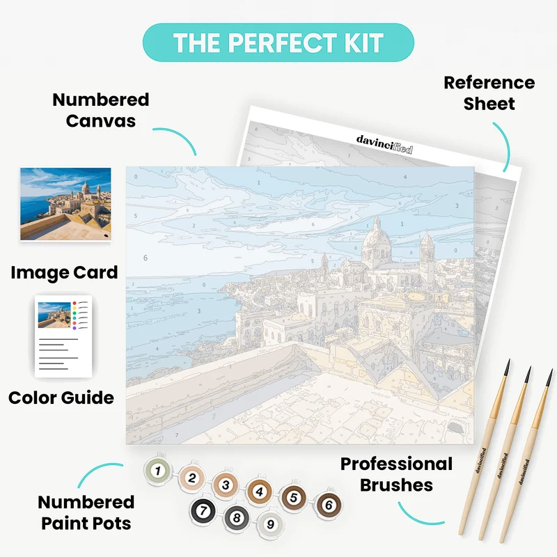 Malta Coastal Cathedral - Paint by Numbers Kit