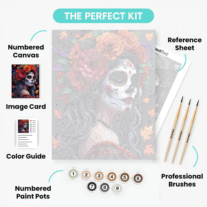 Day of the Dead Autumn Flower Crown - Paint by Numbers Kit