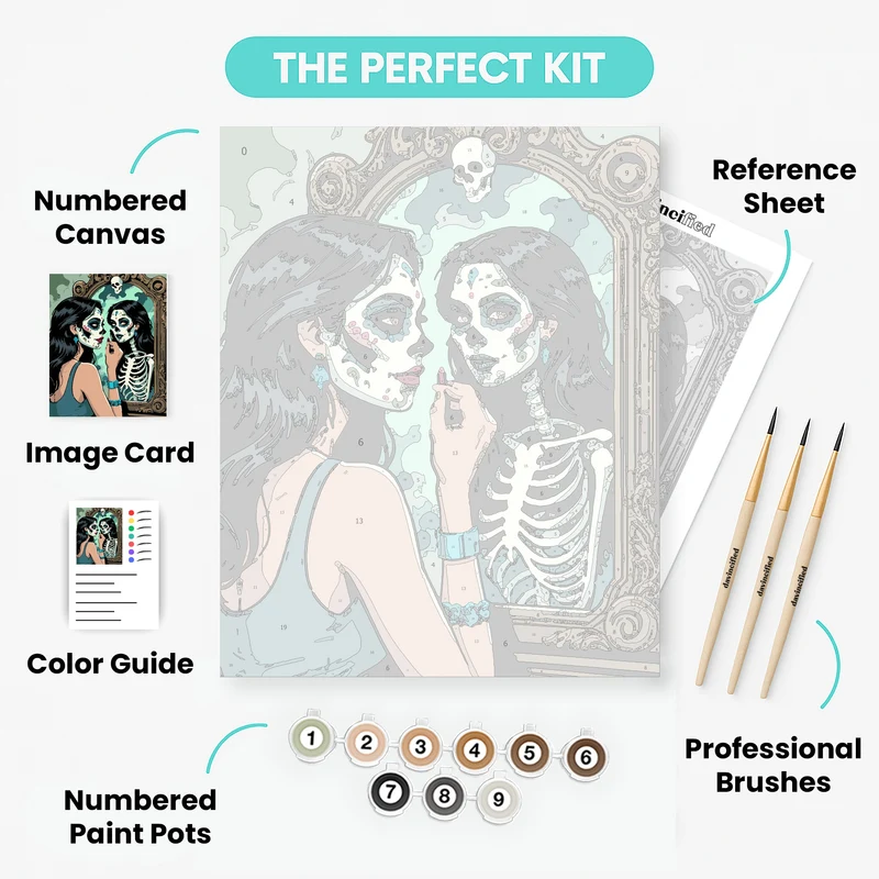 Day of the Dead Mirror Reflection - Paint by Numbers Kit