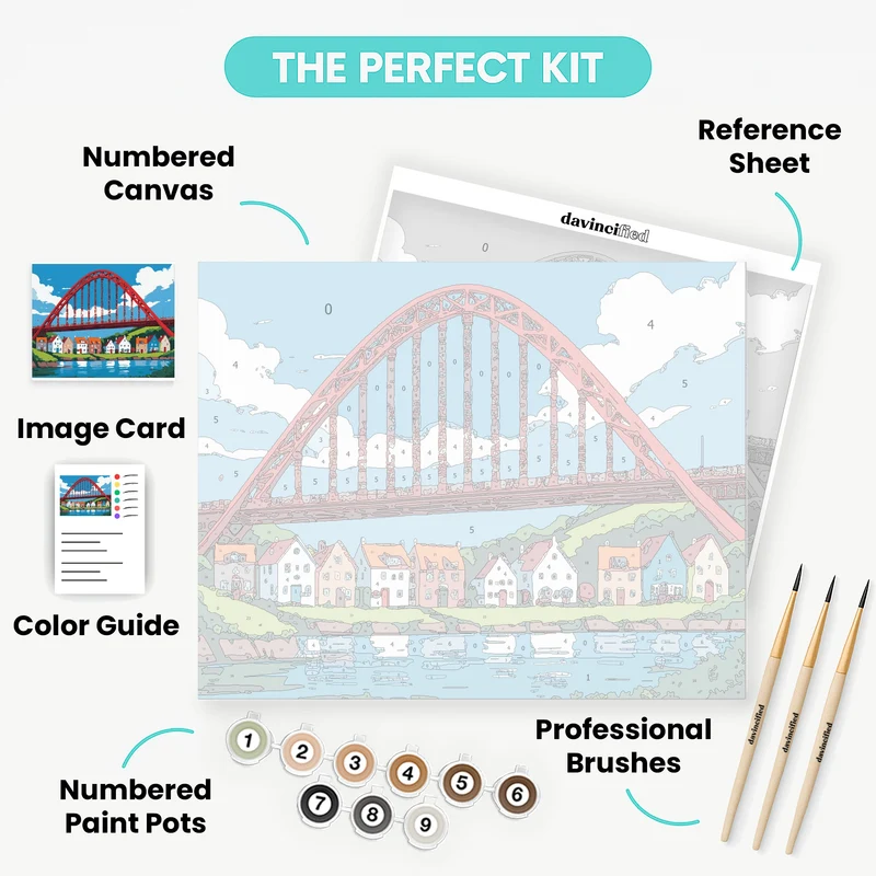 Red Arch Bridge Village - Paint by Numbers Kit