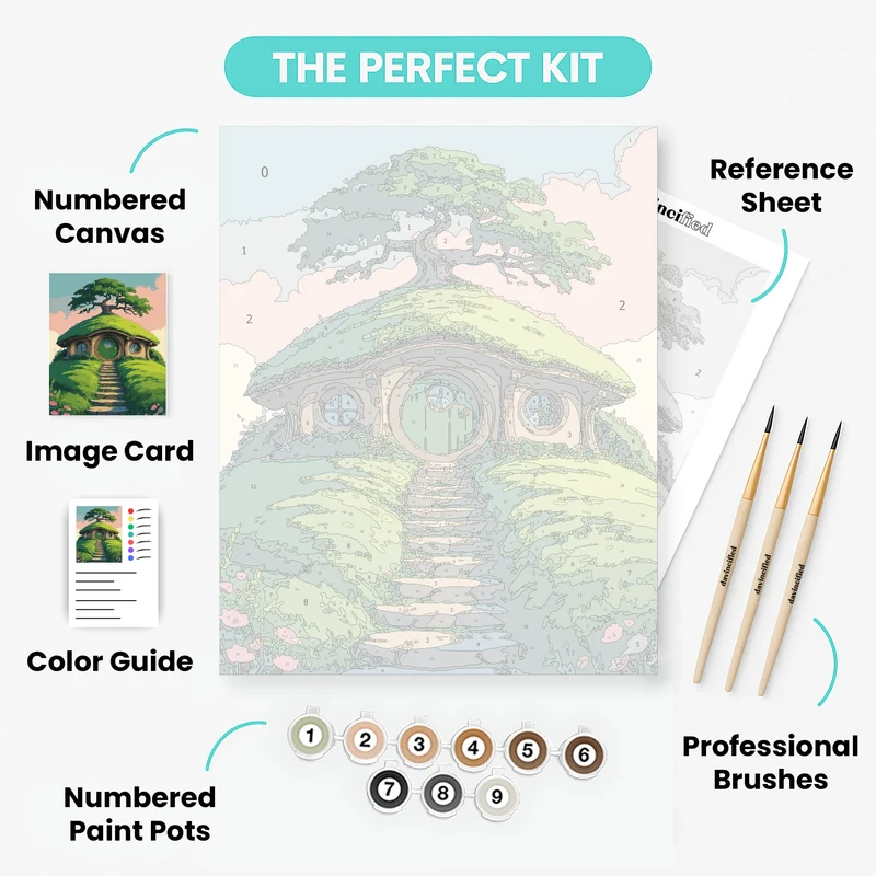 Hobbit House with Tree - Paint by Numbers Kit